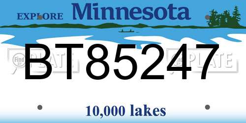 BT85247 Minnesota License Plate
