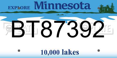 BT87392 Minnesota License Plate