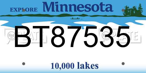 BT87535 Minnesota License Plate