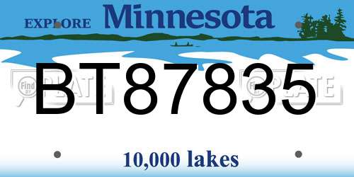 BT87835 Minnesota License Plate