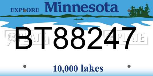 BT88247 Minnesota License Plate