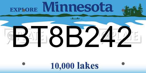 BT8B242 Minnesota License Plate