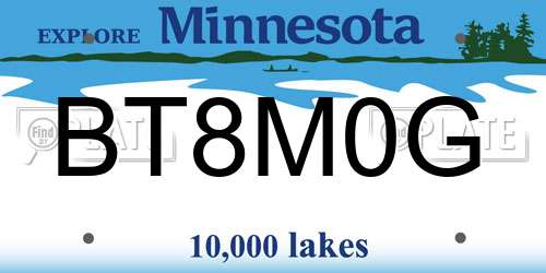 BT8M0G Minnesota License Plate