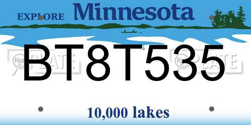 BT8T535 Minnesota License Plate