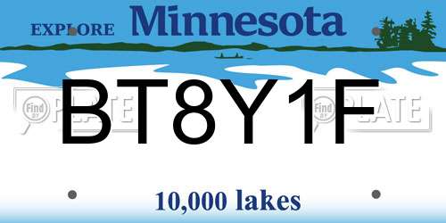 BT8Y1F Minnesota License Plate