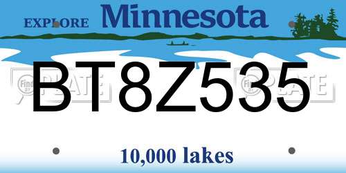 BT8Z535 Minnesota License Plate