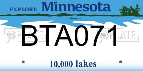 BTA071 Minnesota License Plate