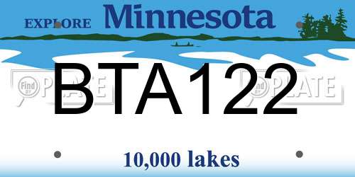 BTA122 Minnesota License Plate