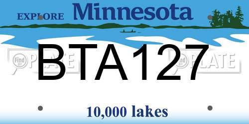 BTA127 Minnesota License Plate