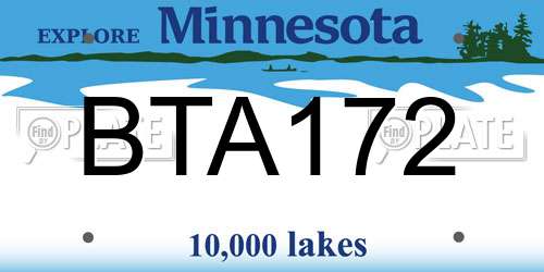BTA172 Minnesota License Plate