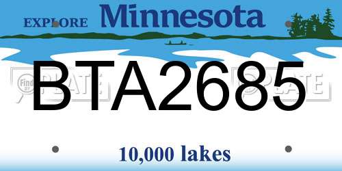 BTA2685 Minnesota License Plate