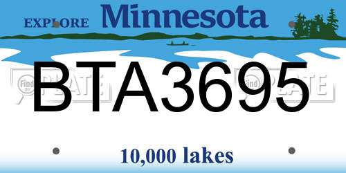BTA3695 Minnesota License Plate
