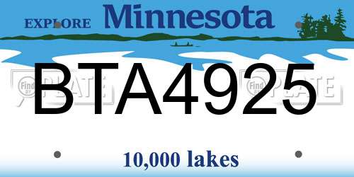 BTA4925 Minnesota License Plate