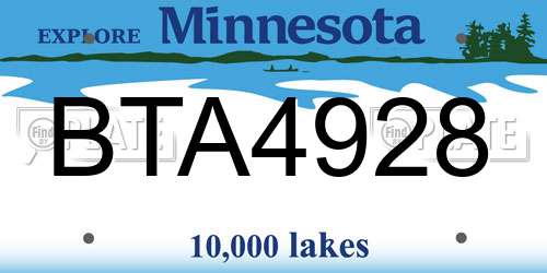 BTA4928 Minnesota License Plate