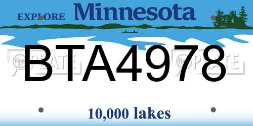 BTA4978 Minnesota License Plate