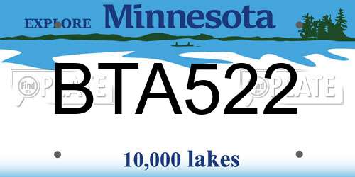 BTA522 Minnesota License Plate