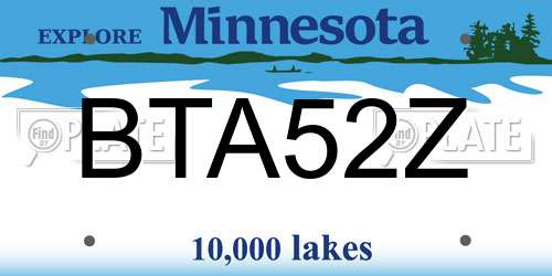BTA52Z Minnesota License Plate