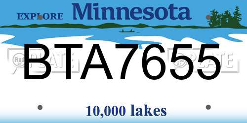 BTA7655 Minnesota License Plate