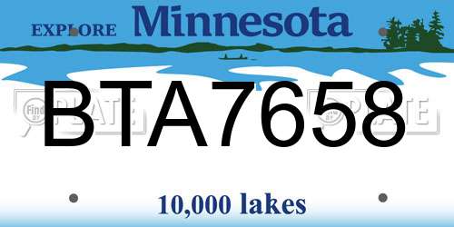 BTA7658 Minnesota License Plate