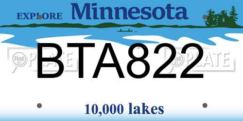 BTA822 Minnesota License Plate