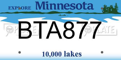 BTA877 Minnesota License Plate