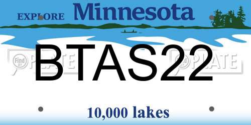 BTAS22 Minnesota License Plate