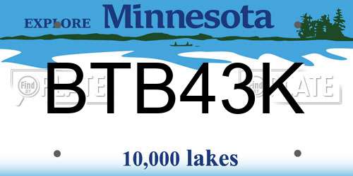 BTB43K Minnesota License Plate