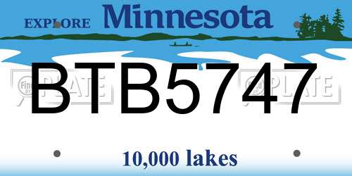 BTB5747 Minnesota License Plate