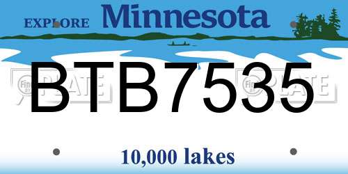 BTB7535 Minnesota License Plate