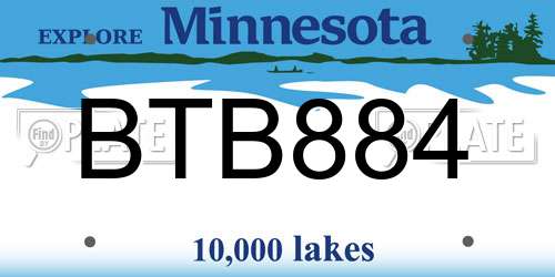 BTB884 Minnesota License Plate