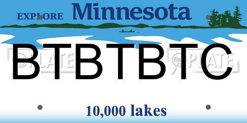 BTBTBTC Minnesota License Plate
