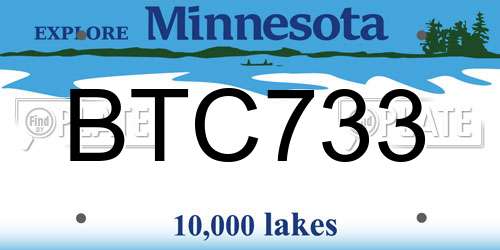 BTC733 Minnesota License Plate