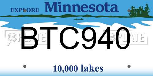 BTC940 Minnesota License Plate