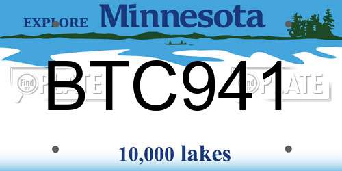 BTC941 Minnesota License Plate
