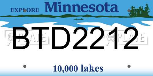 BTD2212 Minnesota License Plate