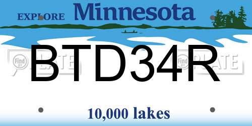 BTD34R Minnesota License Plate