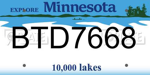 BTD7668 Minnesota License Plate