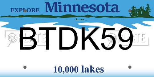 BTDK59 Minnesota License Plate