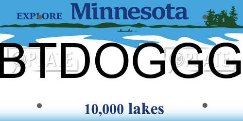 BTDOGGG Minnesota License Plate