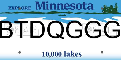 BTDQGGG Minnesota License Plate