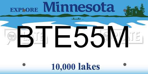 BTE55M Minnesota License Plate