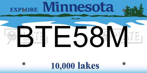 BTE58M Minnesota License Plate