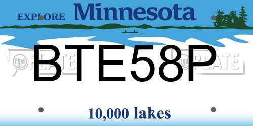 BTE58P Minnesota License Plate