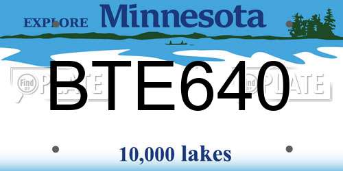 BTE640 Minnesota License Plate