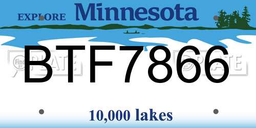 BTF7866 Minnesota License Plate