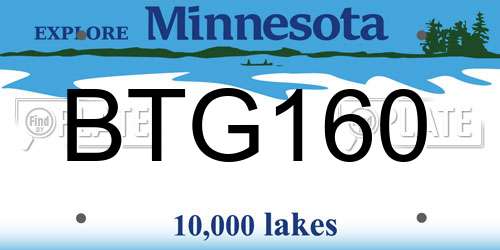 BTG160 Minnesota License Plate