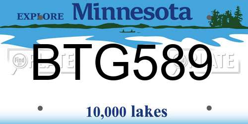 BTG589 Minnesota License Plate