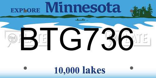 BTG736 Minnesota License Plate
