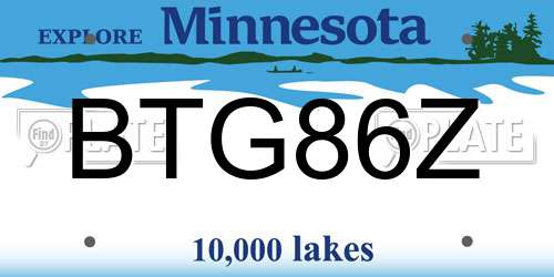 BTG86Z Minnesota License Plate