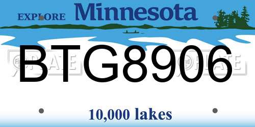 BTG8906 Minnesota License Plate